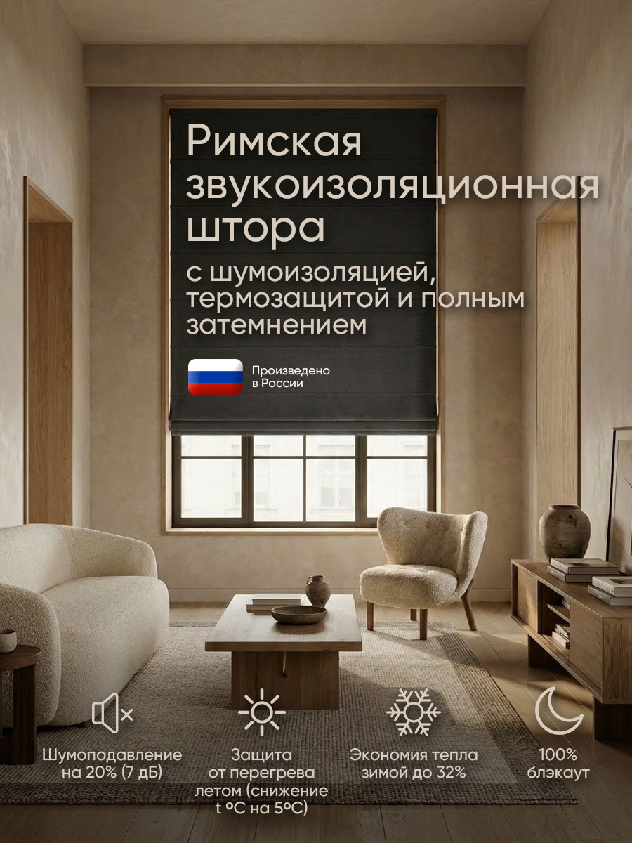 Римская звукоизоляционная штора Gardista